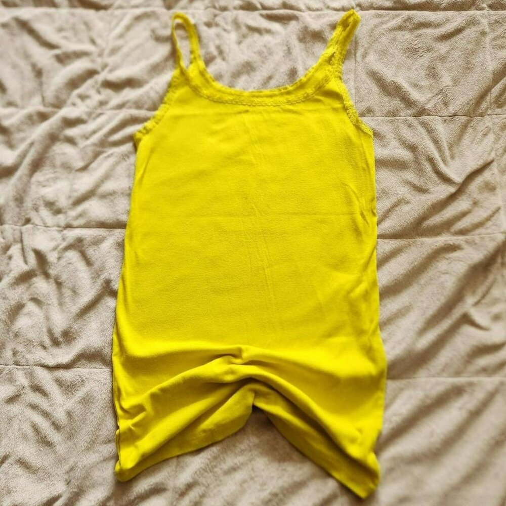 Vintage Old Navy lace yellow tank top women Sz M festivals trending color - Picture 4 of 8